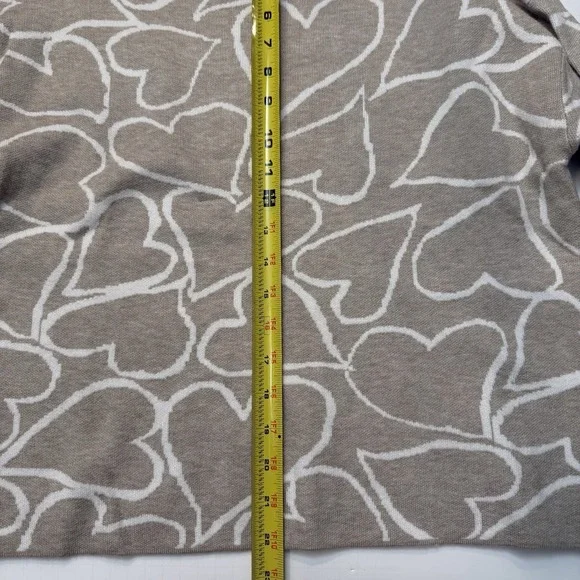 NWT Tahari Mock Neck Sweater Tan w/Hearts LongSleeve WMS S CozyStretch Valentine - Picture 7 of 11